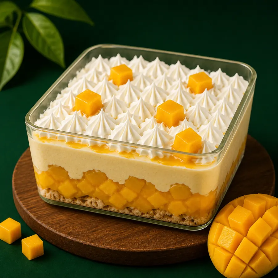 Mango trifle layered with cream